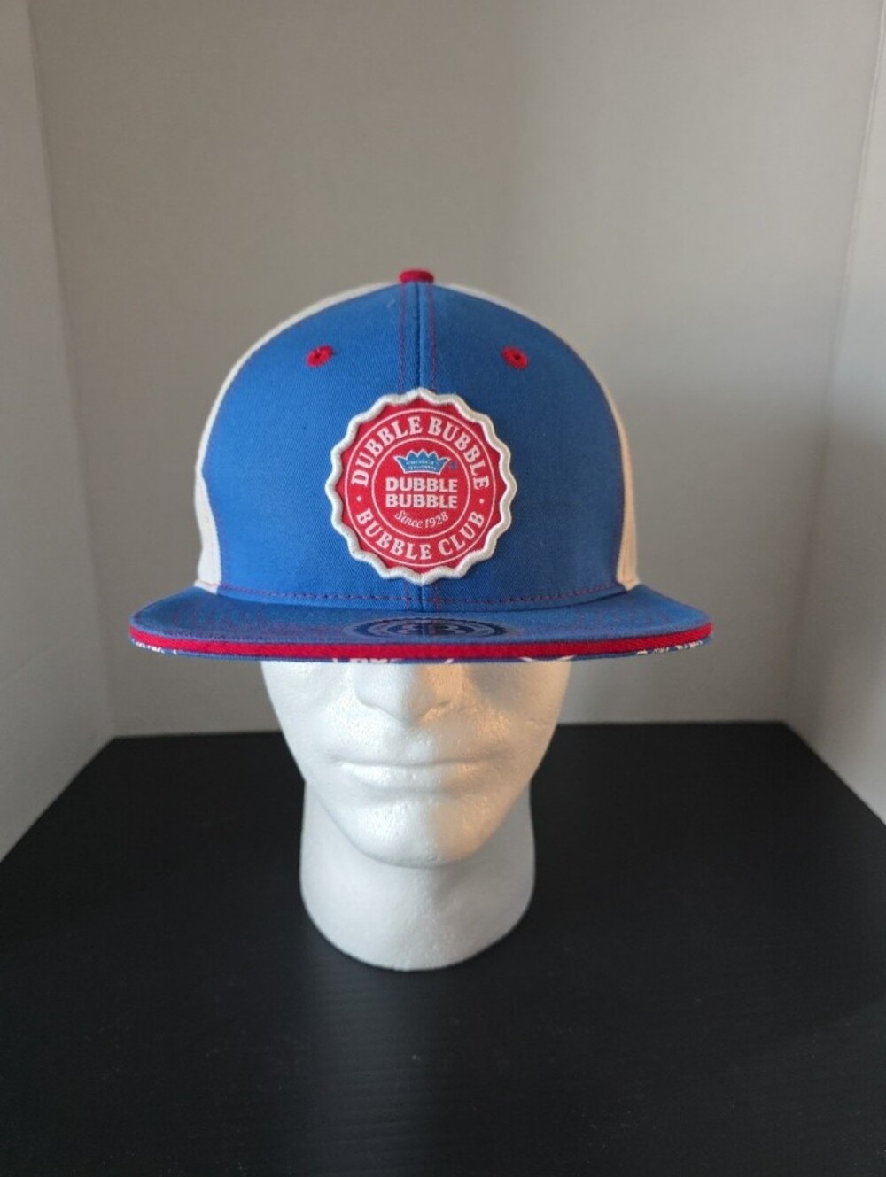 Dubble Bubble Blue & White Snapback Hat with Red Logo